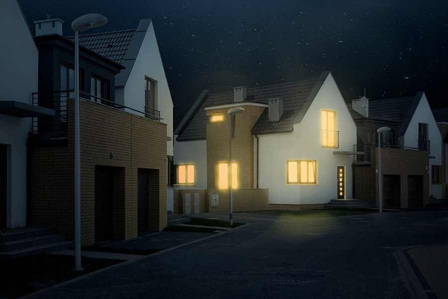 Haus mit Ersatzstrom beleuchtet